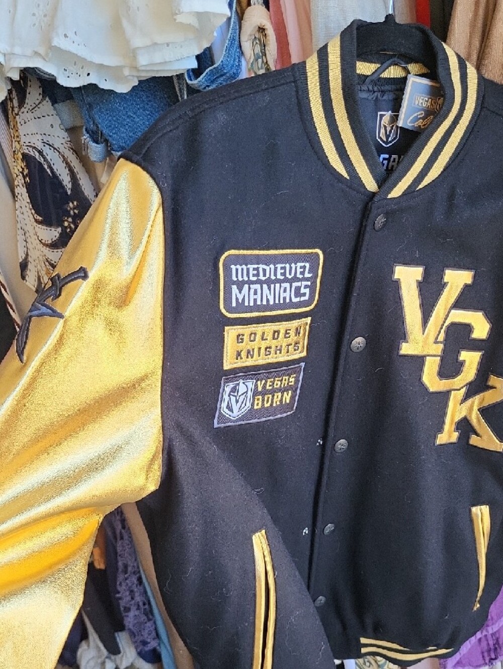 Black & Gold Varsity Jacket - VGK Patches - Picture 2 of 6